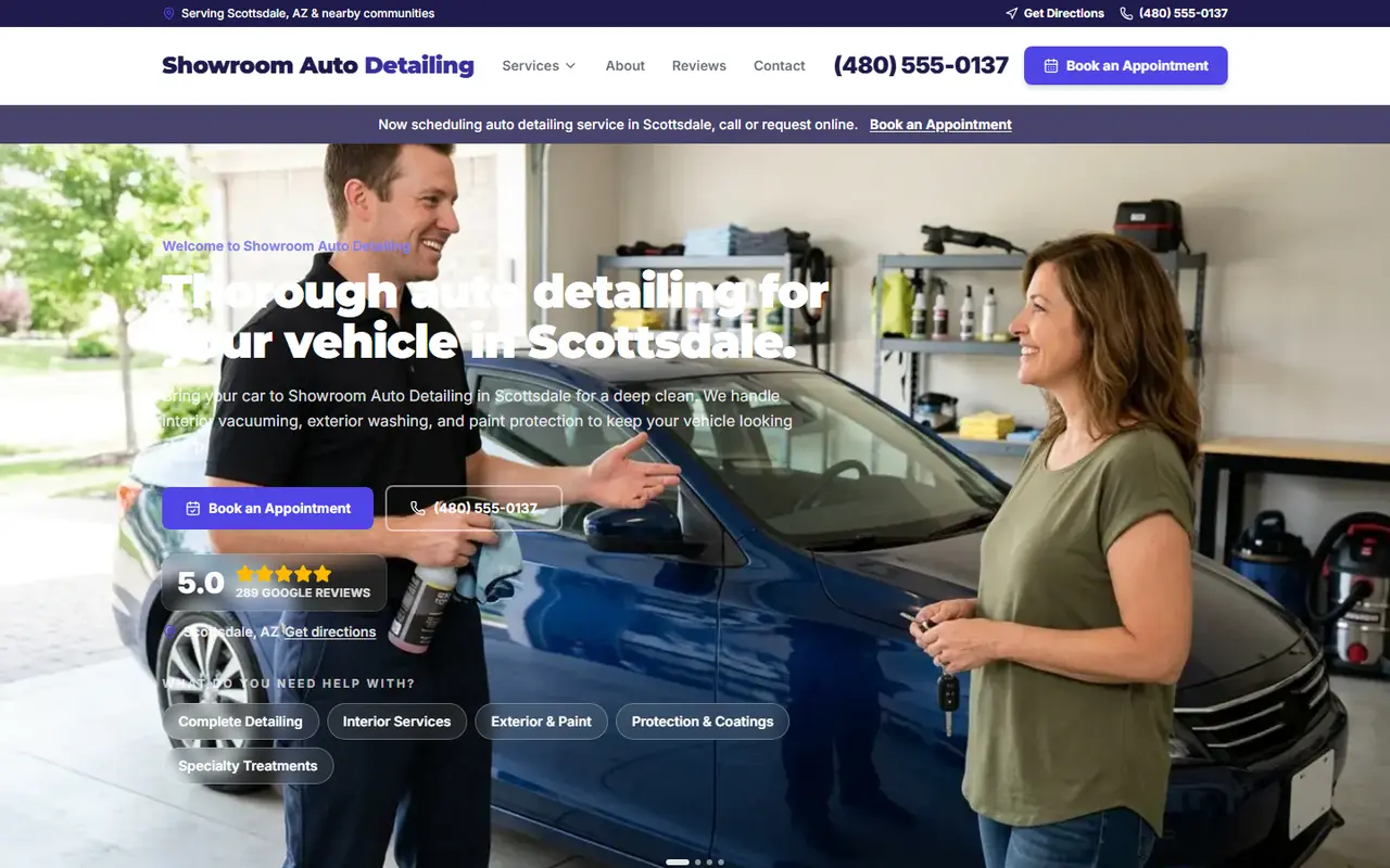 Auto Detailing demo website, design A