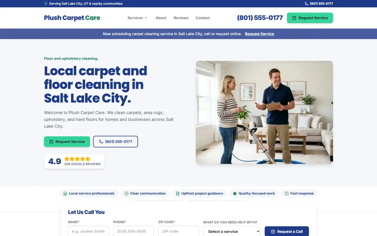 Carpet Cleaning demo website, design A