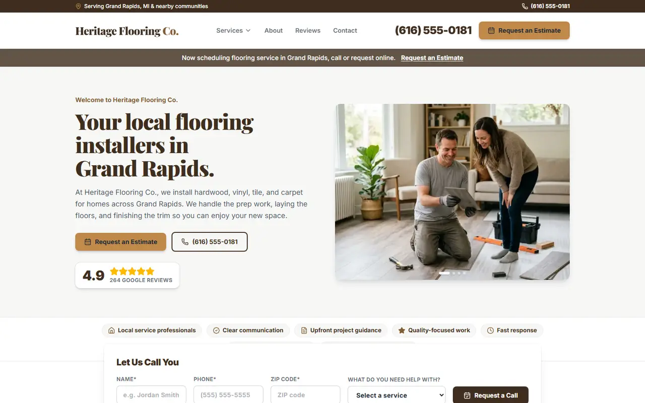 Flooring demo website, design A