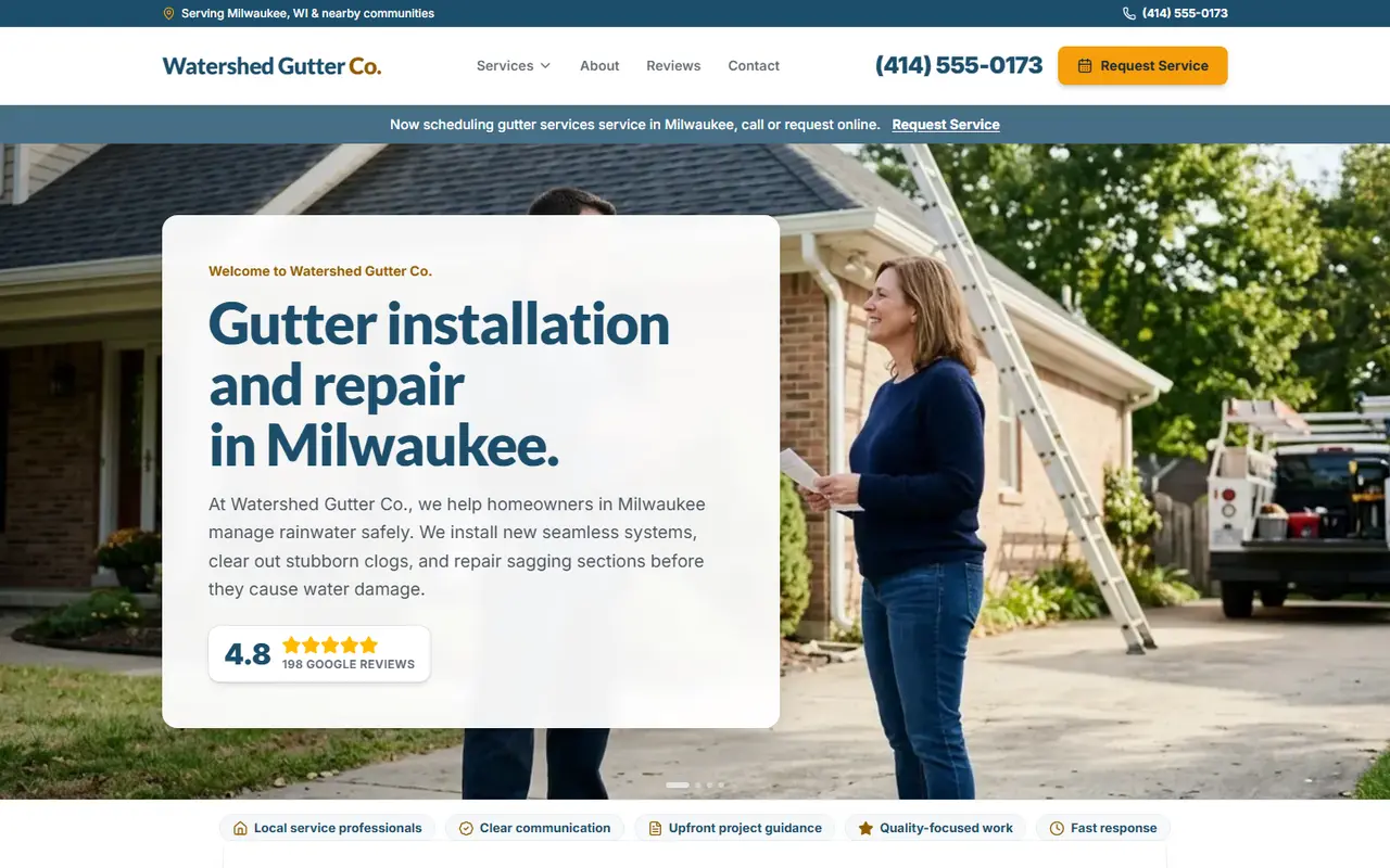 Gutters demo website, design A