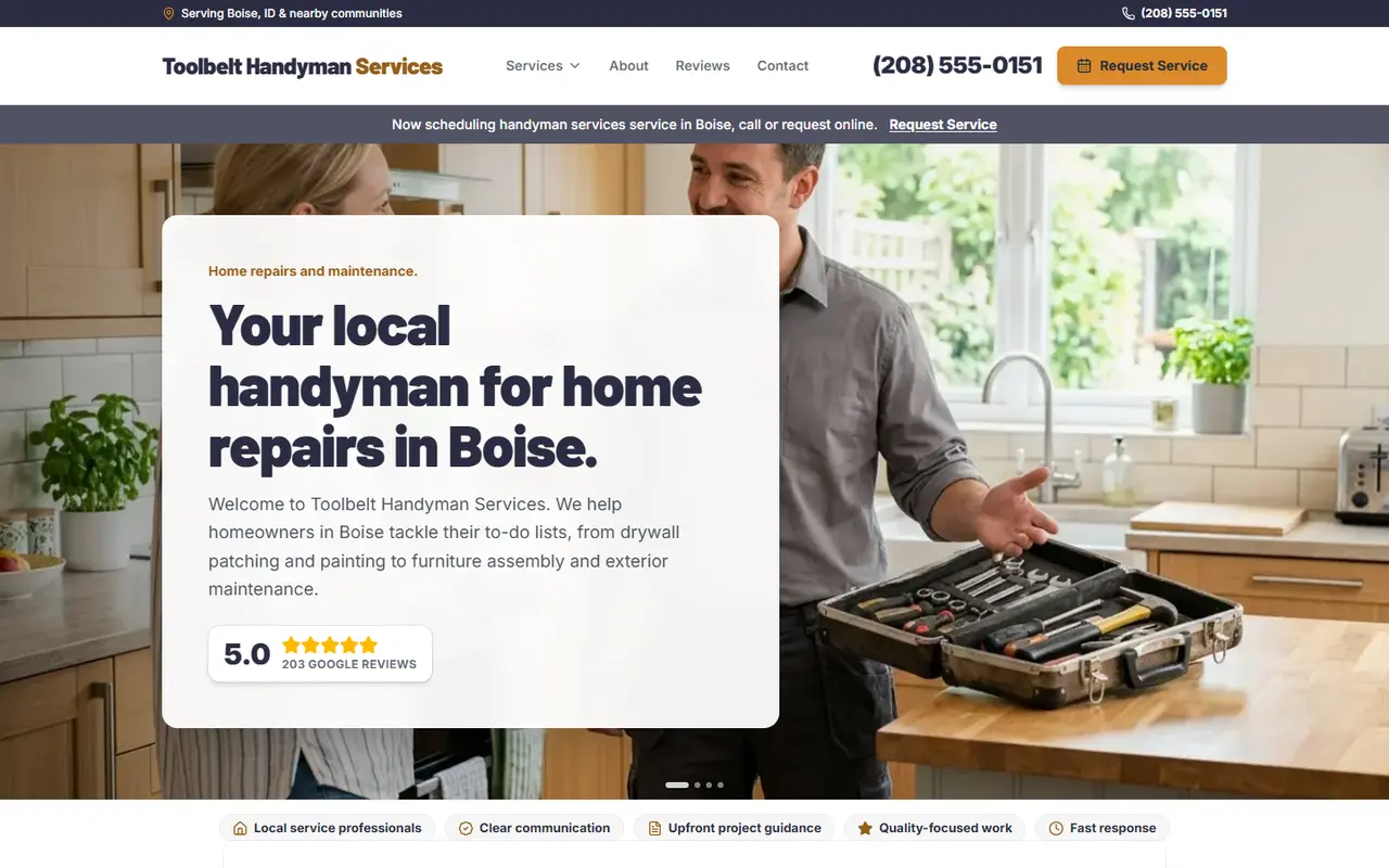 Handyman demo website, design A