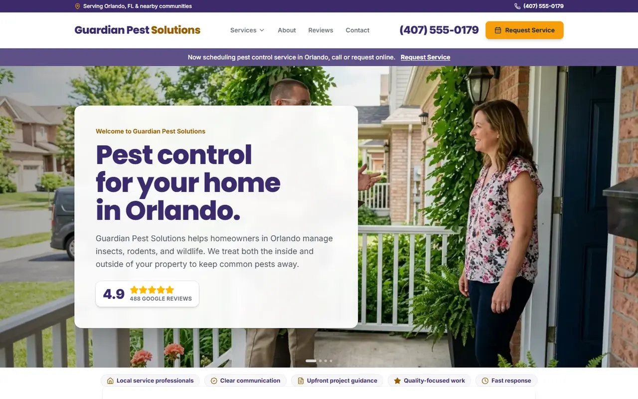 Pest Control demo website, design A